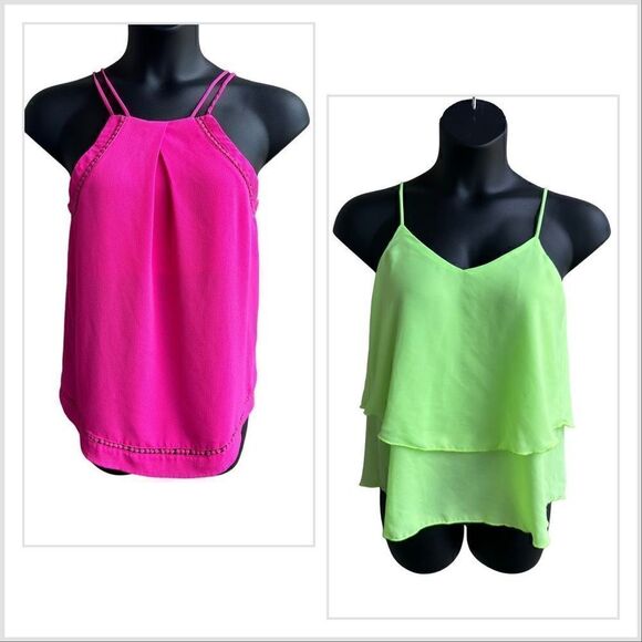 Sweet Wanderer Pink Sleeveless Top & Newbury Kustom Green Sleeveless Top Set Siz - Picture 1 of 11
